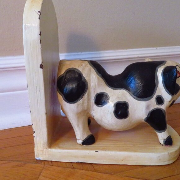 Vtg Hand Carved Pig Boar Potbelly Hog Folk Art Solid Wood Sculpture book end fig - Picture 5 of 10